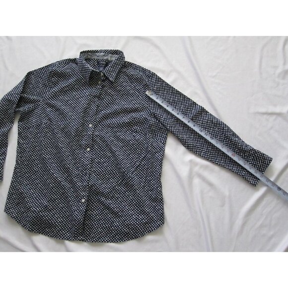 Women's Chaps No Iron Polka Dot Front Button Long Sleeve Shirt Size 1X (WB95) - Picture 6 of 9